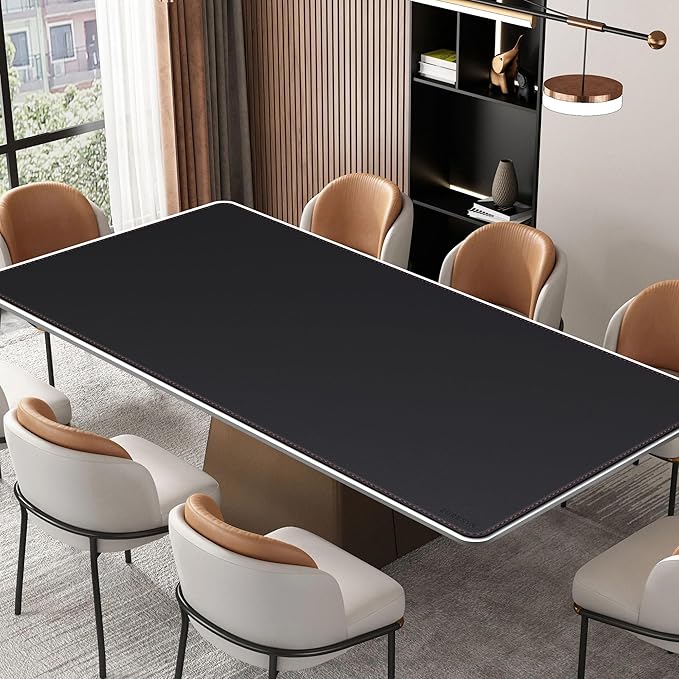 ZORESYN Office Desk Mat 78.7x39.4inch, Large Mouse pad Desktop Cover, Waterproof PU Leather Desk Blotter Protector with Non Slip Base for Home Office (Black)