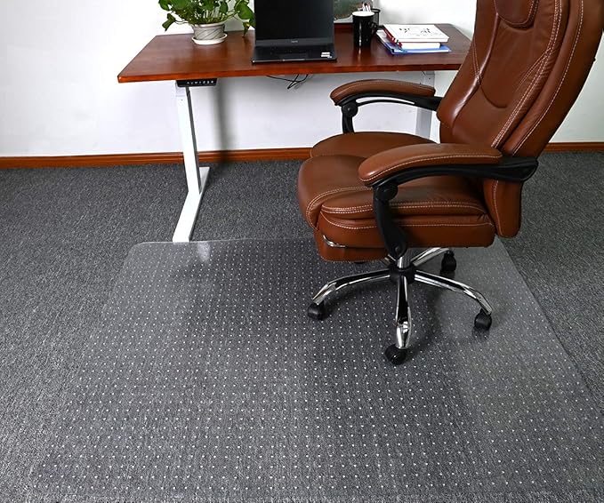 Office Chair Mat for Carpets - 45” x 53” Clear Carpet Chair Mats for Low Pile Carpeted Floors Home Office, Studded Floor Mat for Office Chair on Carpet
