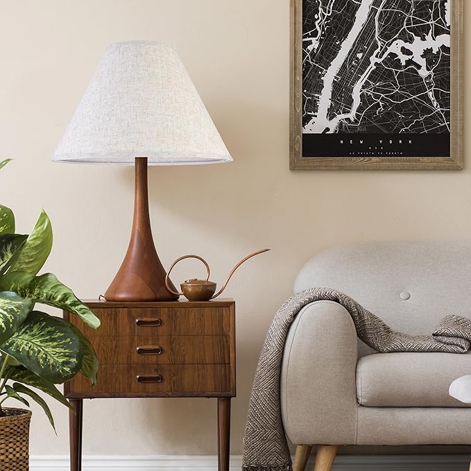 GO&SO Large Lamp Shades Set of 2 Oatmeal Beige Linen Lamp Shade, 6.5" Top x 16.3" Bottom x 10.5" Height, Replacement Lamp Shades for Table Lamps,Spider Empire Lamp Cover Handcrafted, Assembly Required