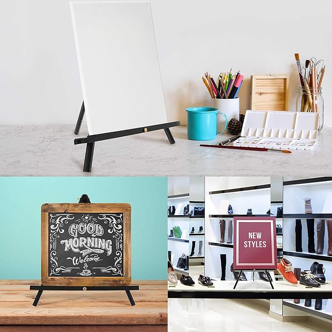 U.S. Art Supply 20" Black Wood Tabletop Easel (2 Pack) - Adjustable A-Frame Canvas Stand for Painting Party & Signs - Table Top Easel for Painting, Canvas Holder, Crafts, Photos, Pictures