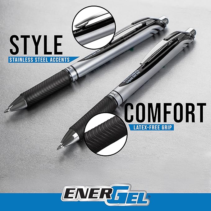 Pentel EnerGel RTX Liquid Gel Pens, Medium (0.7mm), Violet, 4-pk (BL77PF4V)