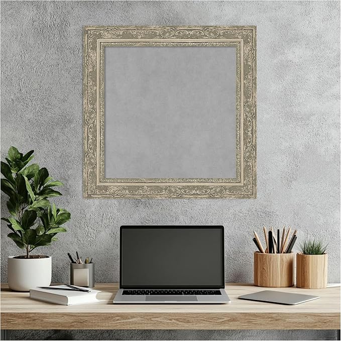 Amanti Art Silver Framed Magnetic Board 20x20 Small Vision Board for use with Magnets, 100% Metal Sheet to Display Items as Office Decor or for Home Organization in mudroom, Kitchen or Kids Room