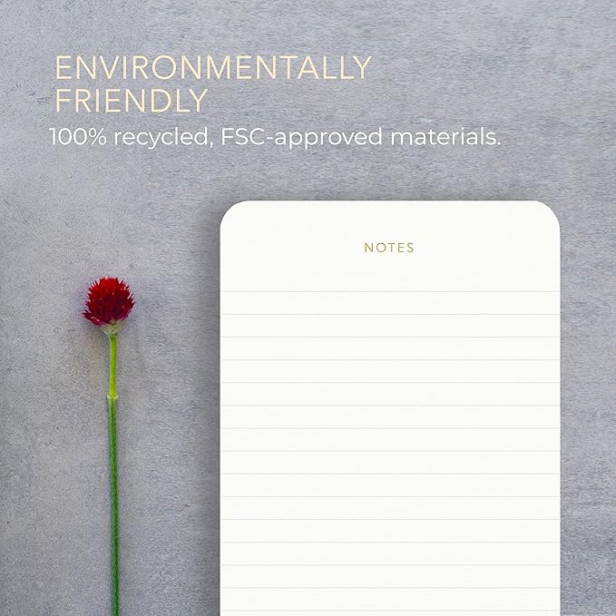 Pinesman - Elegant Desk Notepads for Professionals, Executive's Memo Pads, Minimalist, Gold Foiled, Lined, 5 Pack, 375 Sheets Total (75 Each), 6.3" x 3.9”, 80 GSM, Eco-friendly, FSC™ Certified