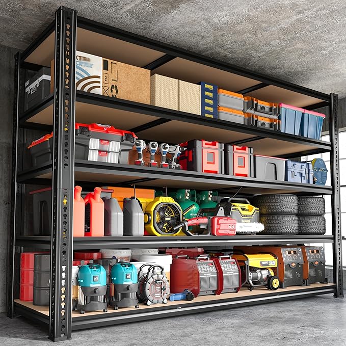 ROOMFAVE 3500LBS Garage Shelving 60" W Metal Shelving 72" H Storage Shelves Heavy Duty 5 Tier Adjustable Shelving Unit for Storage Rack Pantry Shelf Commercial,60" W x 18" D x 72" H,2PC