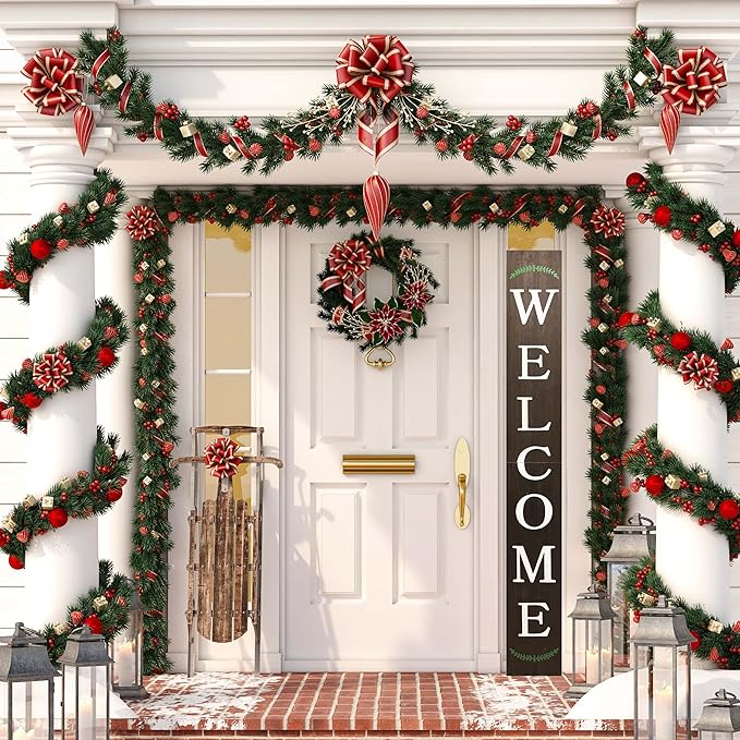 Tall Outdoor Welcome Sign, 6ft Brown Rustic Modern Farmhouse Welcome Sign for Front Door & Porch Decor, Fall Home Decor