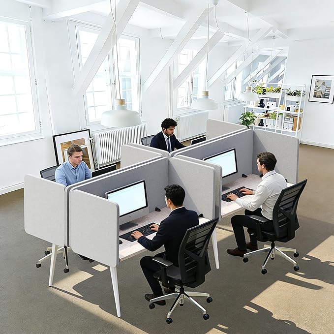 KERRAM Desk Privacy Panel 24 x 24 Inch, Sound Absorbing & Proof Desk Divider for Office, Clamp-on/Screw-on Acoustic Desk Back Panel Partition, Gray