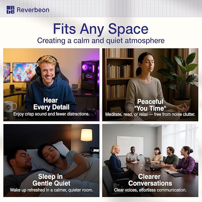Reverbeon 6 PCS Acoustic Panels, 23.6x23.6 Inch Sound Absorbing Panels, Decorative Acoustic Wall Panels for Recording and Home Studio, Office with Double-Sided Adhesive Tape