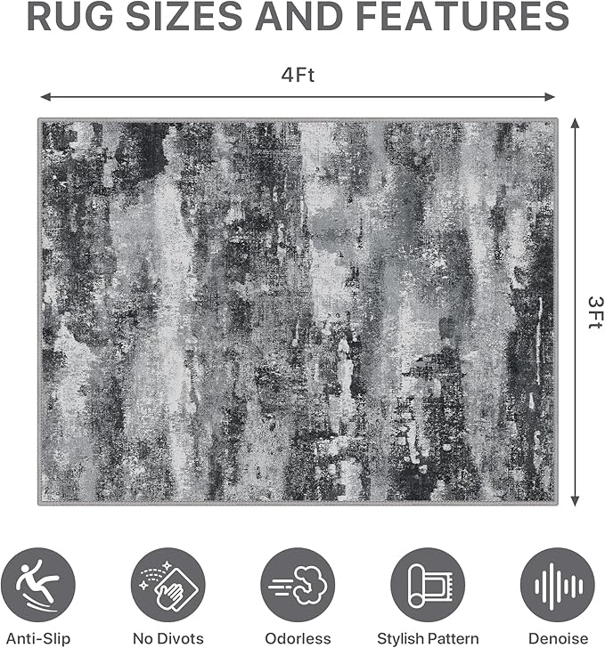 Office Chair Mat for Hardwood Tile Floor, Abstract 36"X 48" Desk Mats for Office Chair on Rolling Chairs Carpet, Desk Anti-Slip 1/5" Thick Rug for Computer Chair, Thin Low-Pile Floor Mat, Dark