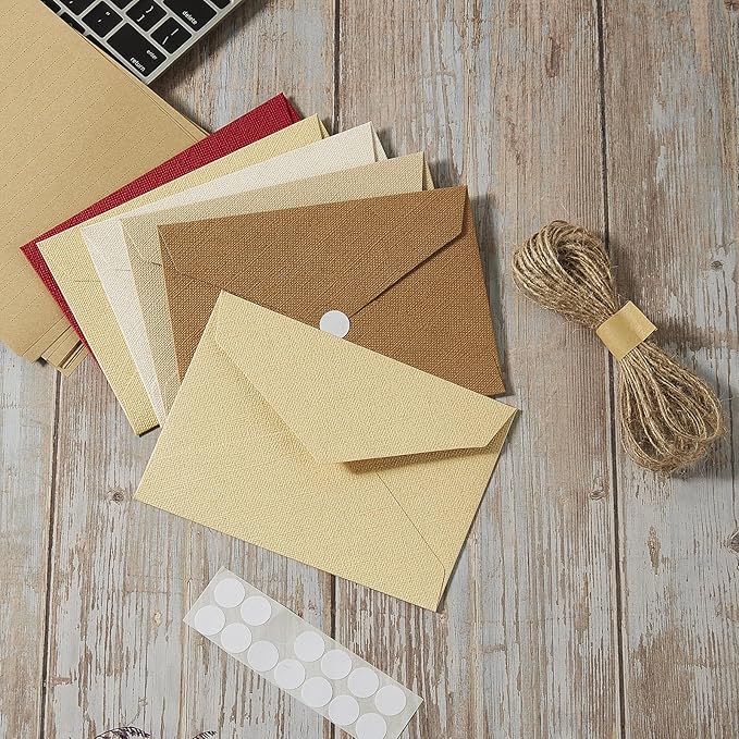 Tuhangcc Stationery Writing Paper and Envelopes Set with Jute Rope 4 X 6 for Writing Letter, (20 Best Paper with 10 Heavyweight envelopes),by Better Gift Office Products(Yellow)