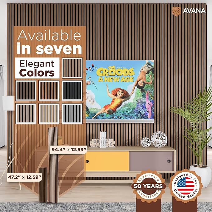Avana Acoustic Wood Wall Panels – 47.2 X 12.6 Inch Smoke Walnut Acoustic Panels 2 PCs – Modern Wall Panels For Interior Wall Decor For Homes, Offices, Studios – Sturdy And Durable Wood Panels For Wall