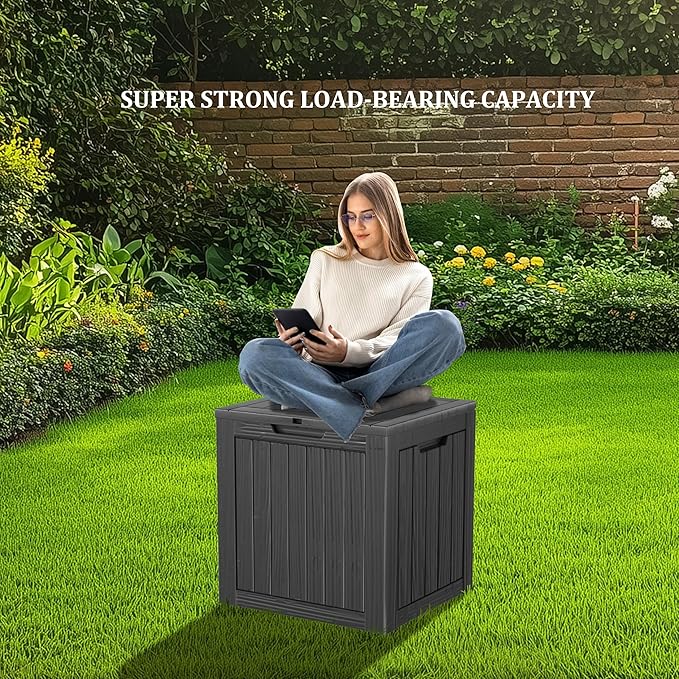 Yardgrace 35 Gallon Outdoor Storage Box Waterproof, Resin Deck Boxes with Lockable Lid & UV-Resistant for Patio, Pool, Garden Furniture Cushions & Accessories, Black