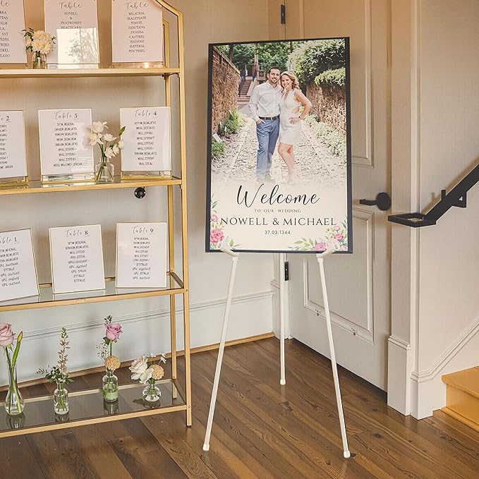 VAIIGO 3 Pack White Easel Stand for Sign & Poster - 63" Adjustable Metal Easels for Wedding Welcome Sign, Painting, Canvas, Art Display - Portable Folding Tripod with Carry Bag, Holds 5 Lbs