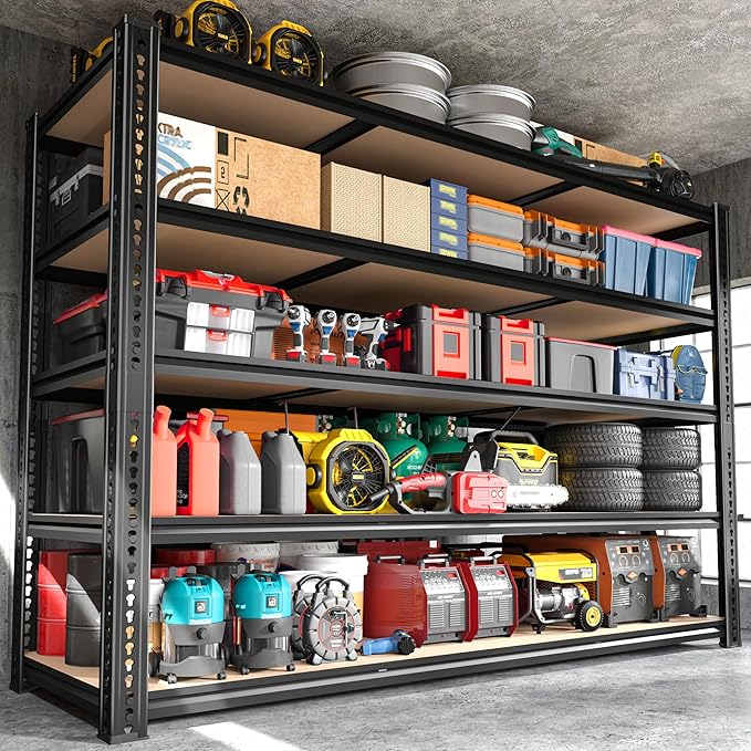ROOMFAVE 60" W Garage Shelving 72" H Metal Shelving 3500LBS Storage Shelves Heavy Duty 5 Tier Adjustable Shelving Unit for Storage Rack Pantry Shelf Commercial,60" W x 18" D x 72" H