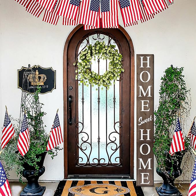 Home Sweet Home Sign for Front Door, Wood Rustic Front Porch Décor, Farmhouse Porch Sign Decorations, Outdoor Signs for Porch, Indoor Outdoor Decorations, Vertical 6ft