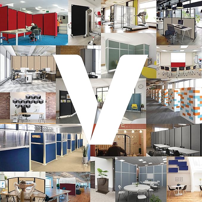 Versare Workstation Partition | Portable Wall Divider | Modern Office Cubicle | Free Standing Privacy Screen | Flexible Work Space | 33" x 70" Urban Oak Wood Grain Panels with Clear Window