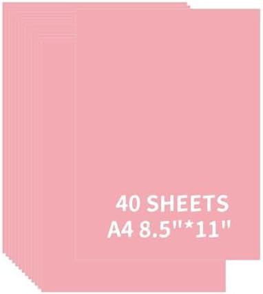 Colored Card Stock, 40 Sheets 8.5" x 11" Pink Cardstock Paper, 180GSM/65LB Bulk Construction Paper for Crafting, Gift Wrapping, Seasonal Decor, Kids Art and Party Supplies