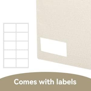 Bagnizer Large 42 Quarts Collapsible Stackable Storage Bins Cube with Lids [3-Pack] Foldable Fabric Linen Storage Boxes, Closet Organizer Baskets with Label for Home (16.7 x 12 x 12, Beige)