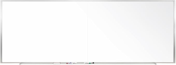 Ghent 4 x 12 Porcelain Magnetic Whiteboard, Aluminum Frame, 1 Marker, 1 Eraser, Made in The USA, 2 Piece Board with Joiner…