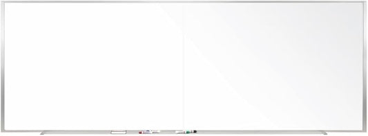 Ghent 4 x 12 Porcelain Magnetic Whiteboard, Aluminum Frame, 1 Marker, 1 Eraser, Made in The USA, 2 Piece Board with Joiner…