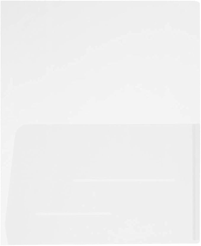 JAM PAPER Plastic Light Weight Flexible Two Pocket Presentation Folders - Clear - 12/Pack