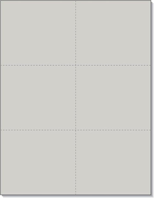 Limited Papers (TM) 8.5x11 Perforated Paper, 20/50 Pound, 75 GSM, Variety of Perforation Sizes and Colors, for Forms, Tickets, Postcards, Business Cards. (Grey, 6 up)