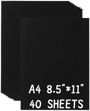 Black Cardstock Bulk 40 Sheets 8.5 x 11 Inches, 180GSM/65LB Colored Card Stock Paper, Construction Craft Paper for DIY Crafts, Card Making, Scrapbooking & Printing