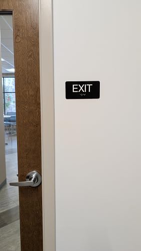 NAP TAGS Exit Sign ADA Compliant with Braille – Black Tactile Exit Sign 6" x 9", Indoor, Easy Installation, Made in the USA
