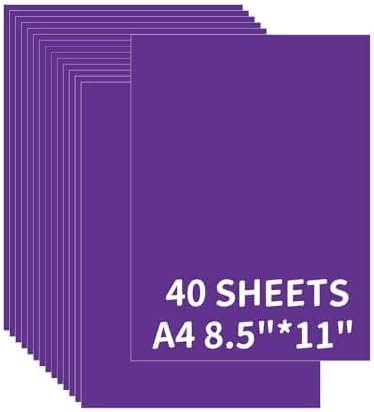 Colored Construction Paper 40 Sheets 8.5 x 11 Inches, 180GSM/65LB Purple Card Stock Bulk for Kids Crafts, Classroom Supplies, School Projects, DIY Art and Scrapbooking