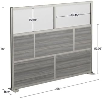 NBF Office Partition Room Divider - 76" H x 96" W Espresso & Warm Ash, Large Privacy Screen, Portable Partition Wall, Free Standing Office Divider
