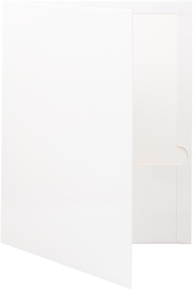 JAM PAPER Laminated Two Pocket Glossy Folders - White - 3/Pack