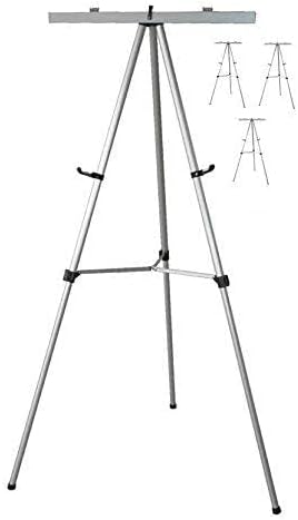 Lightweight Aluminum Flip-Chart Presentation Easel, Silver (4 Pack)