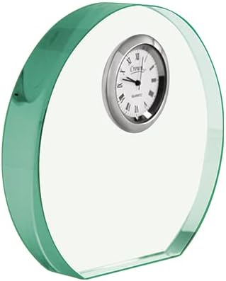 Crown Awards Personalized Jade Horizon Crystal Clock – Premium Jade Crystal Desk Clock with Custom Engraving