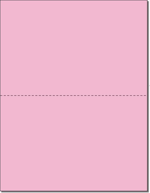 Limited Papers (TM) 8.5x11 Perforated Paper, 20/50 Pound, 75 GSM, Variety of Perforation Sizes and Colors, for Forms, Tickets, Postcards, Business Cards. (Pink, 2 up - horizontal 5.5”)