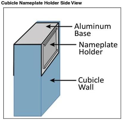 Quality Aluminum, Changeable Cubicle Nameplate Holder, Satin Silver Base, and Silver Name Plate Holder, (2" depth)