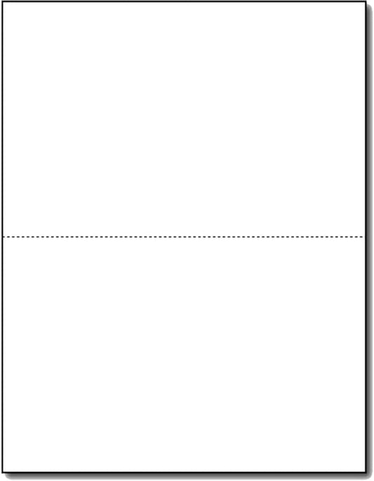 Limited Papers (TM) 8.5x11 Perforated Paper, 20/50 Pound, 75 GSM, Variety of Perforation Sizes and Colors, for Forms, Tickets, Postcards, Business Cards. (White, 2 up - horizontal 5.5”)