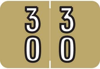Doctor Stuff - File Folder Labels, Terminal Digit Filing, Consecutive Double Digit Numbers 30-39, Barkley FDDBM Match - BXDM Series Chart Stickers, Gold, 1" x 1-1/2", 500/Roll