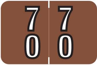 Doctor Stuff - File Folder Labels, Terminal Digit Filing, Consecutive Double Digit Numbers 70-79, Barkley FDDBM Match - BXDM Series Chart Stickers, Brown, 1" x 1-1/2", 500/Roll