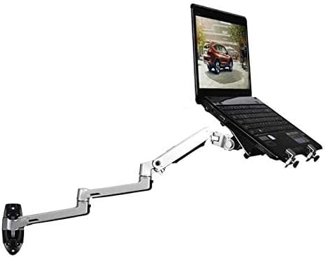 XSJ8013WT Wall Mount Laptop Holder Ultra Long Arm Aluminum Mechanical Spring Full Motion Laptop Mount Arm Monitor Holder Lapdesk (Silver)