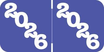 2026 Year Stickers, Doctor Stuff 2026 Chart Stickers, Purple/Black Color Coded, POS Style, USA Made Year Labels for End Tab File Folders, 500/Roll, 1 Roll, 3/4" x 1-1/2"