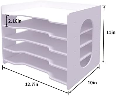 Natwind 5-Tier Desk Organizer,File Organizer,File Paper Organizer for Desk & Desktop - White File Holder with Mail Letter Tray & Paper Sorter for Home Office, School Classroom