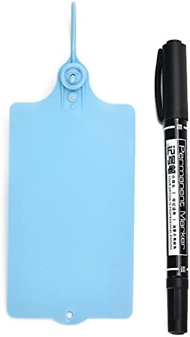100 Plastic Shipping Tags - Waterproof, Writable, Hanging Tags with One Blue Marker Pen
