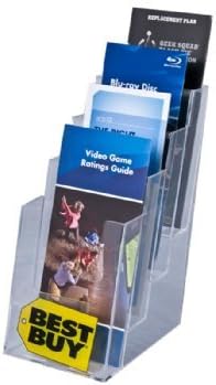 Clear-Ad - LHF-S104 - Acrylic Slant Back 4 Tier Trifold Brochure Display in Bulk - Plastic Literature Holder for Flyers, Booklets, Bills, Mail, Letters, Cards, Pamphlets, Maps (Pack of 18)