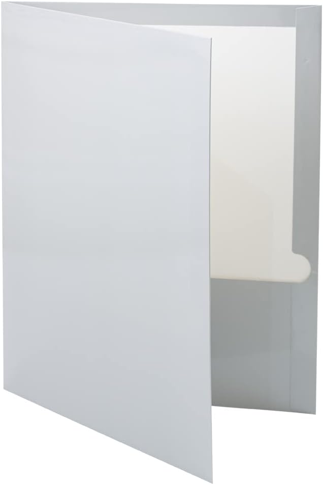 JAM PAPER Laminated Two Pocket Glossy School Folders - Letter Size - High Gloss Silver - Bulk 25/Pack