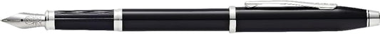 Cross Century II Black Lacquer with Chrome Plated Appointments and Polished Stainless Steel Medium Nib Fountain Pen