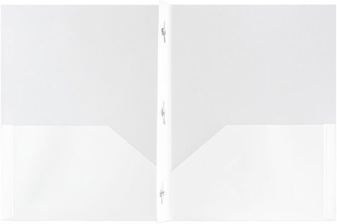 JAM PAPER Plastic Color Pop Folders - 2 Pocket Durable Folders with Metal Prongs Fastener Clasps - Clear - 3/Pack