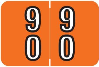 Doctor Stuff - File Folder Labels, Terminal Digit Filing, Consecutive Double Digit Numbers 90-99, Barkley FDDBM Match - BXDM Series Chart Stickers, Orange, 1" x 1-1/2", 500/Roll