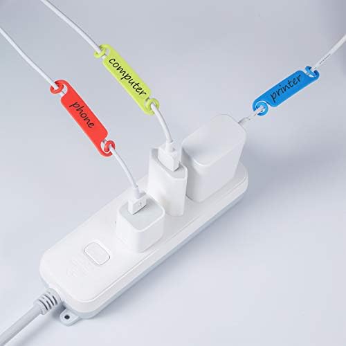 Honoson 50 Pieces Cable Tags Cable Management Labels Multicolor Labels Cord Identification Tags for USB Computer Phone Charger