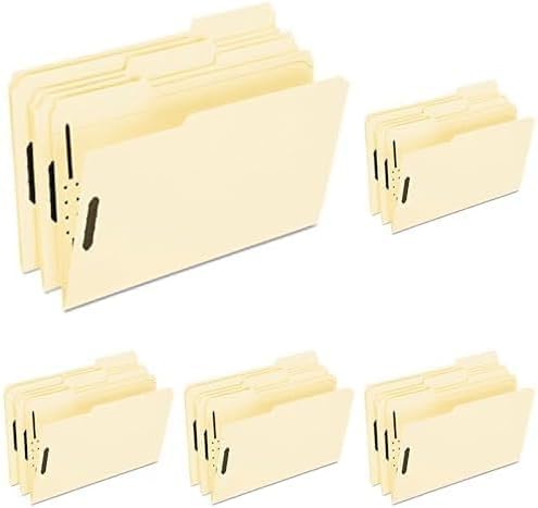 Pendaflex Manila File Folders Legal Size 2 Fasteners | 1/3 Cut Tabs | Reinforced Tabs | For Desk & Drawer | 50 Per Box, Pack of 5