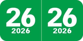 2026 Year Labels, Doctor Stuff 2026 Chart Stickers, Green Color Coded, Col'R'Tab/Tabbies Style, USA Made Year Stickers for End Tab File Folders, 500/Roll, 1 Roll, 3/4" x 1-1/2"