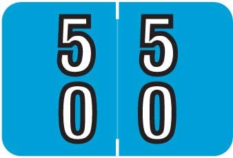 Doctor Stuff - File Folder Labels, Terminal Digit Filing, Consecutive Double Digit Numbers 50-59, Barkley FDDBM Match - BXDM Series Chart Stickers, Blue, 1" x 1-1/2", 500/Roll